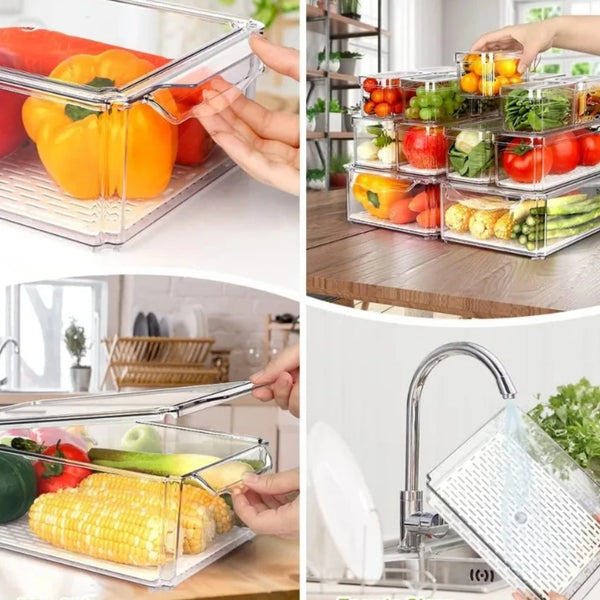 Refrigerator Organizer Bins with Lids