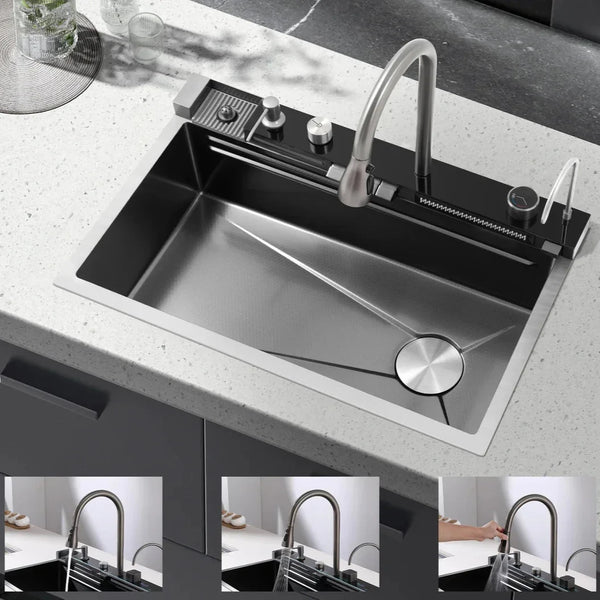 LED Smart Kitchen Waterfall Sink